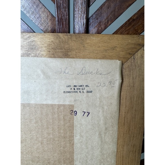 80s Vintage 3 Ducks Geese Framed Art Print Cottage Core  24.5 X 20.5 Inches - Picture 8 of 8